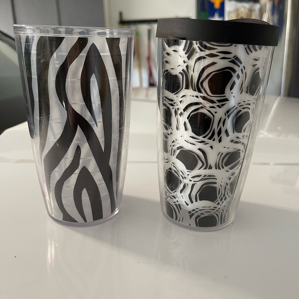 Set of Two Black and White Patterned Tumblers